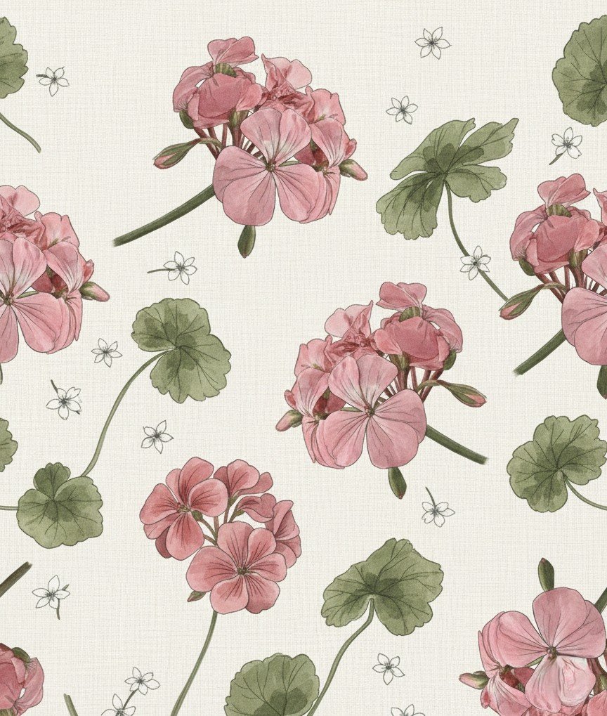 dusty-rose-geranium-tossed-floral-pattern