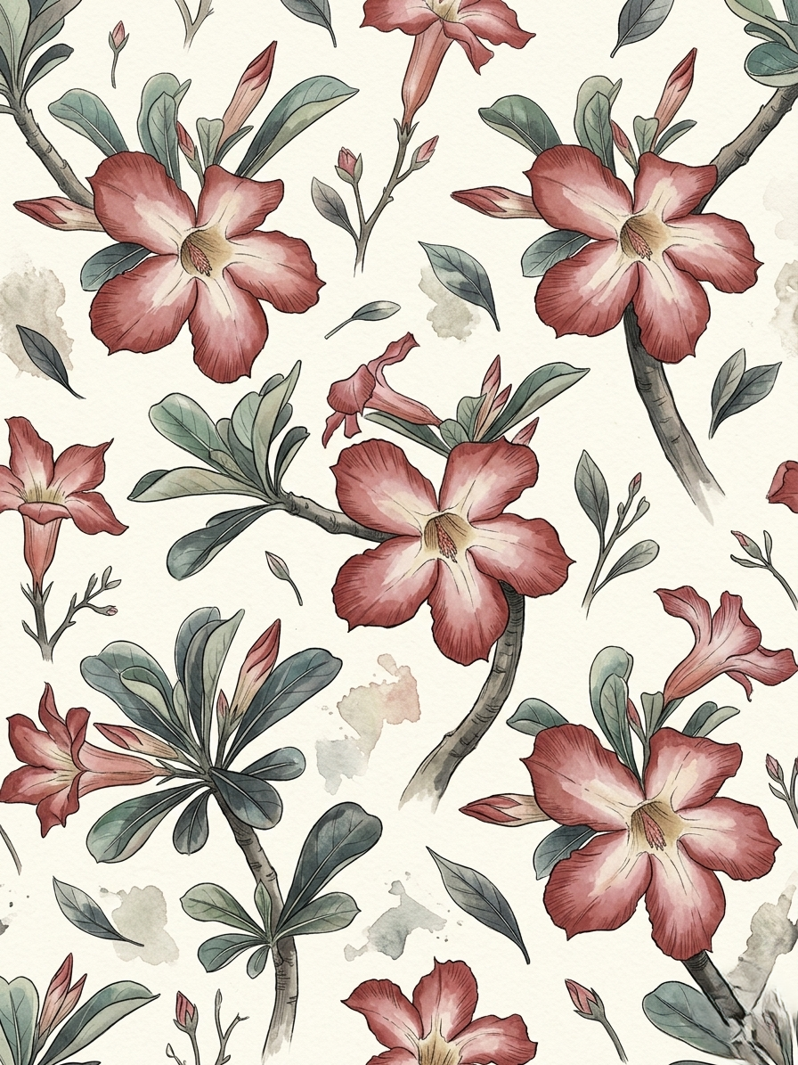 Desert Rose Artisanal Tossed Floral Pattern