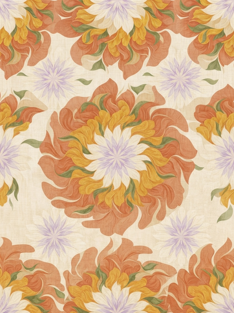 Floral Bouquet Seamless Pattern in Warm Autumn Colors